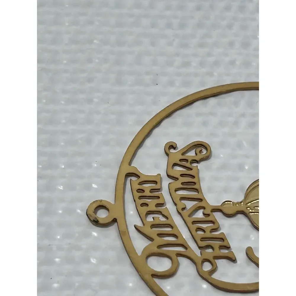 2” Merry Christmas Key West Lighthouse Gold Tone Christmas Tree Ornament Vintage
